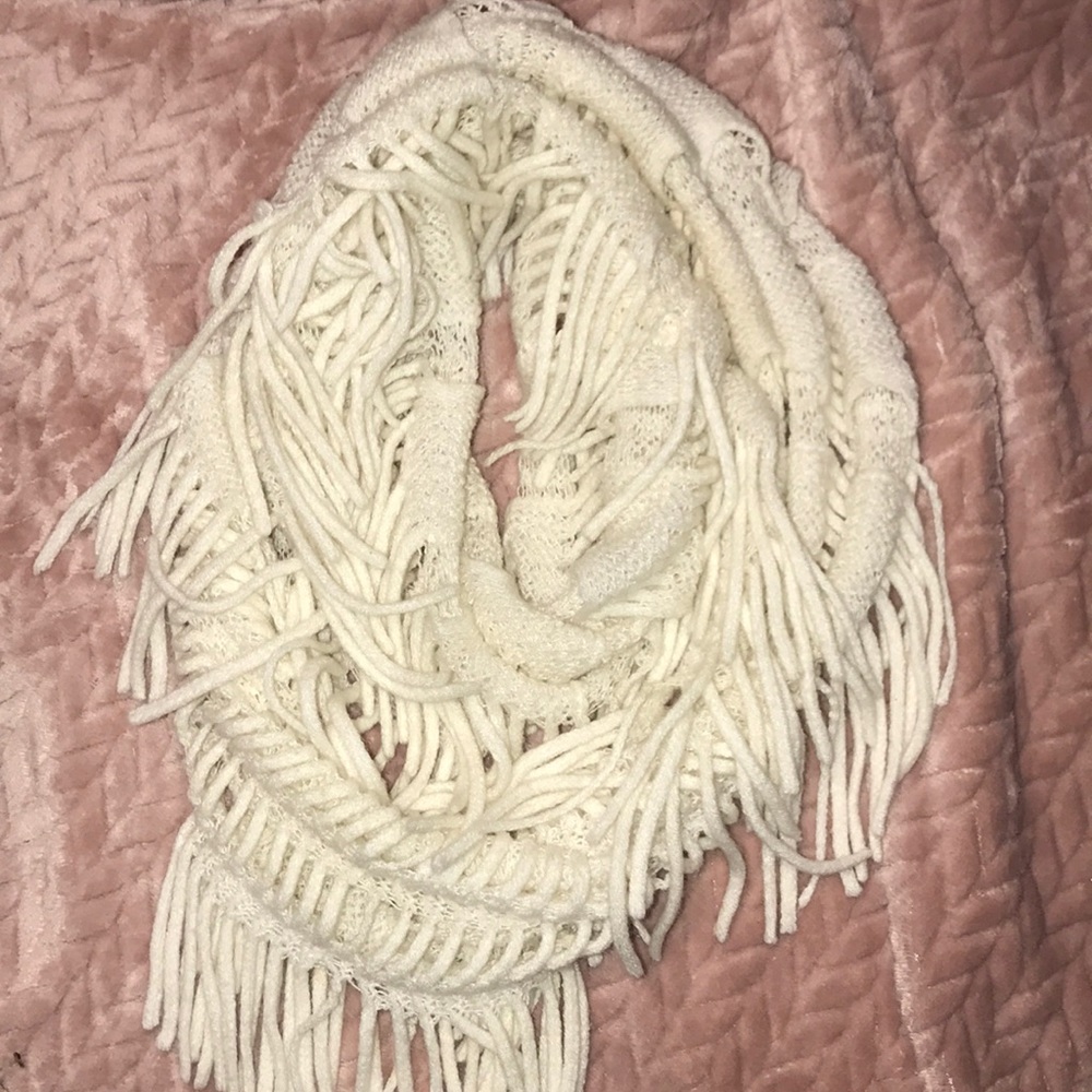 Cream infinity knit scarf